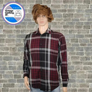 Alfani Red and Black Button Down Dress Shirt M